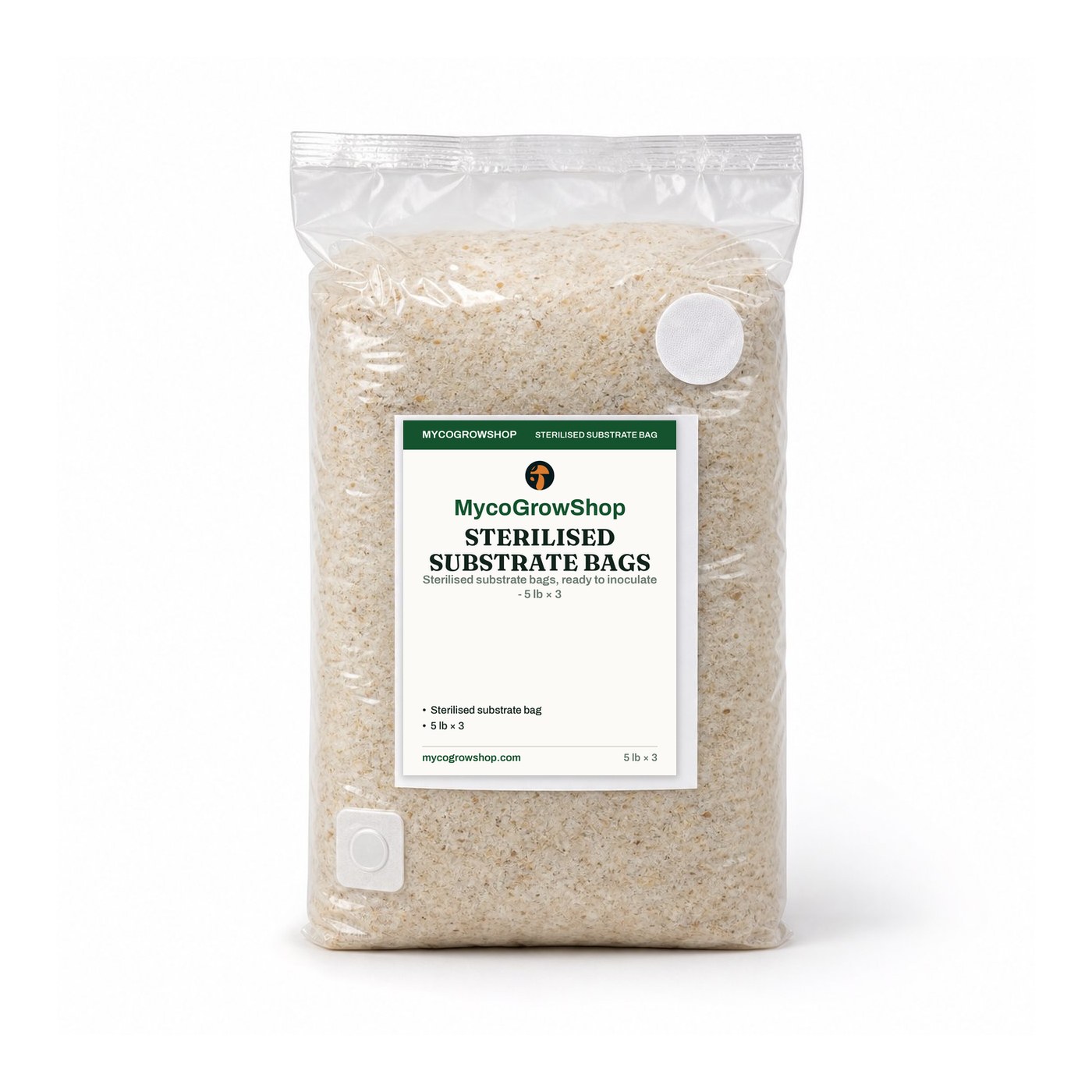 Sterilised Substrate Bags Ready To Inoculate 5 lb - mushroom grow bags & blocks