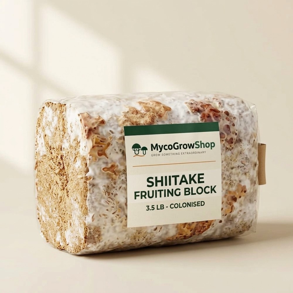 Colonised Shiitake Fruiting Block, 3.5 lb - product photo, MycoGrow Shop